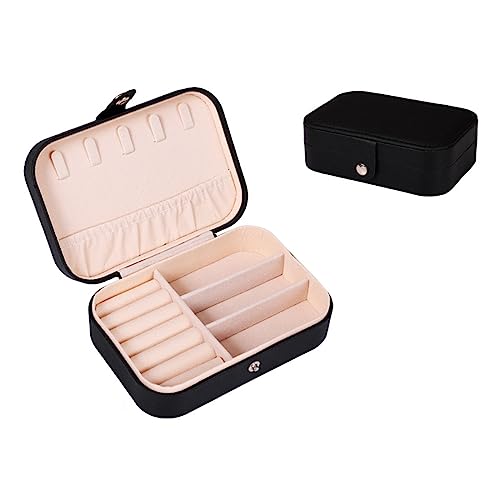 Schmuckkasten,Schmuckkästchen Klein Reise für Damen Mädchen, Schmuckschatulle Schmuck-Organizer Schmuckbox Jewelry Box Schmuckaufbewahrung für Ringe, Ohrringe, Halskette,einschichtig Schwarz A von Wambere