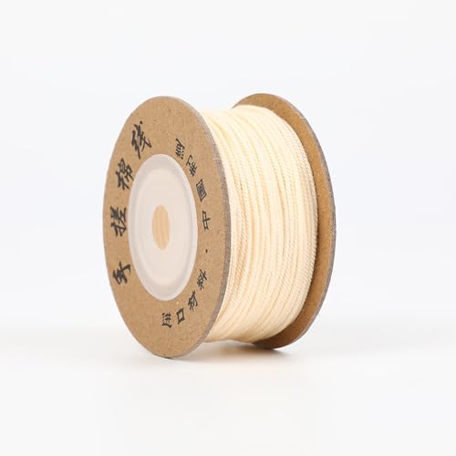 Wambere 1 Rolle 1.2 mm x 25 m Baumwollfaden Baumwollgarn Baumwollseil Bastelkordel Baumwollschnur Bastelschnur Dekokordel Schnur für DIY Kunsthandwerk Geschenkverpackung Schmuckdekoration,Beige von Wambere