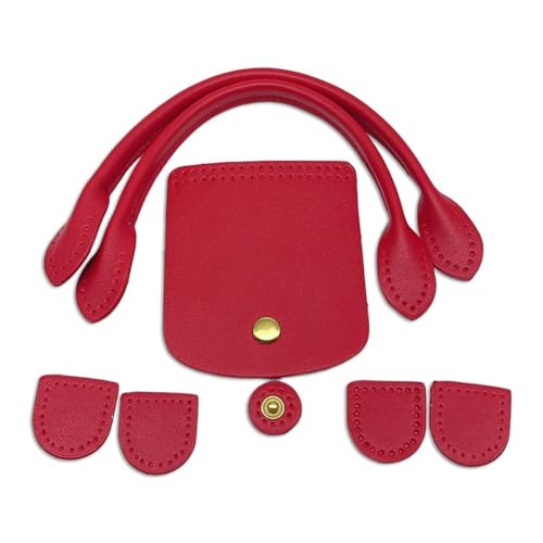 Wambere 1 Satz DIY-Taschenzubehör,PU Taschengriffe Leder Schultergurte,PU Leder Boden Tasche,Taschenboden zum Häkeln Taschenboden,Handtasche Taschen,Kunstleder Boden Tasche,Rot von Wambere