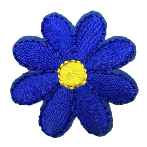 Wambere 10 Stück Blumen Applikationen Patches Zum Aufbügeln Blume Flicken Zum Aufbügeln Gestickte Bügelflicken Aufnäher Zum Aufbügeln Patches für DIY Kunsthandwerk Kleidungsdekoration,Königsblau von Wambere