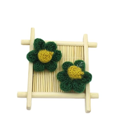 Wambere 10 Stück Blumen Patches Gestrickte Blümchen Gestickte Applikationen zum Aufnähen für DIY-Handyhüllen-Zubehör zum Aufhängen als Ornament,Kleidung T-Shirt Rucksack Hoodies Schuhe,Dunkelgrün von Wambere