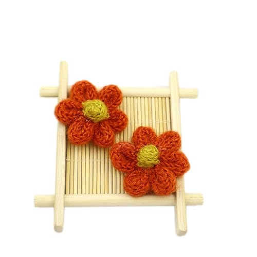 Wambere 10 Stück Blumen Patches Gestrickte Blümchen Gestickte Applikationen zum Aufnähen für DIY-Handyhüllen-Zubehör zum Aufhängen als Ornament,Kleidung T-Shirt Rucksack Hoodies Schuhe,Orange B von Wambere