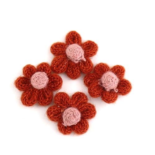 Wambere 10 Stück Blumen Patches Gestrickte Blümchen Gestickte Applikationen zum Aufnähen für DIY-Handyhüllen-Zubehör zum Aufhängen als Ornament,Kleidung T-Shirt Rucksack Hoodies Schuhe,Orange A von Wambere