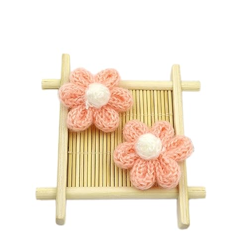 Wambere 10 Stück Blumen Patches Gestrickte Blümchen Gestickte Applikationen zum Aufnähen für DIY-Handyhüllen-Zubehör zum Aufhängen als Ornament,Kleidung T-Shirt Rucksack Hoodies Schuhe,Rosa B von Wambere