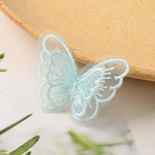 Wambere 10 Stücke Stickerei Nähen Aufbügeln Schmetterling Patch,Spitze Applikation Stickpatches Organza Lace Appliques Spitzenapplikationen Patches für Reparieren Dekorieren von Kleider,Hellgrün von Wambere