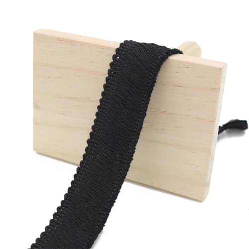 Wambere 10 m 3 cm Baumwolle Fransenborte Quasten Spitzenband Fransenbesatz Spitzenbesatz Trim Spitzenborte Fransenband Dekoband Zierband Dekoborte für DIY Nähen Kleidung Dekoration,Schwarz von Wambere