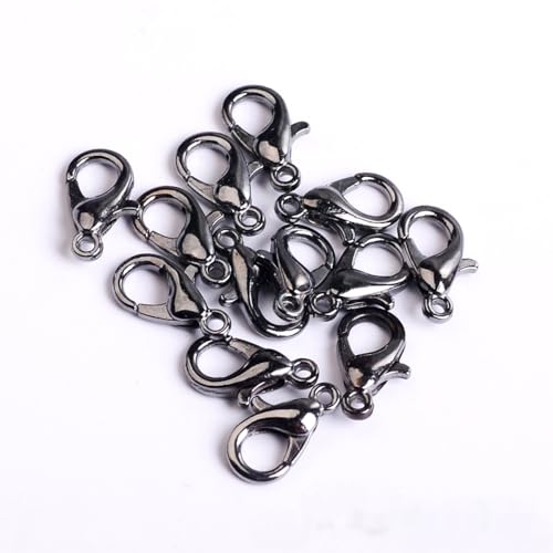 Wambere 100 Stück 10mm Schlüsselanhänger Haken,Karabinerhaken Karabinerverschluss Schlüsselketten-Clip Karabinerhaken Metal für DIY Handtasche Keychain Stecker Schmuck Platin,Schwarz von Wambere