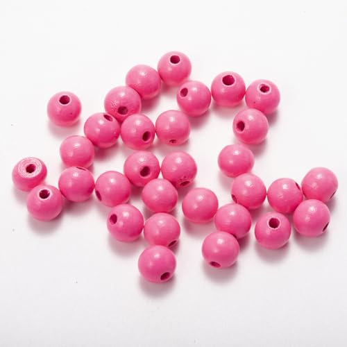 Wambere 100 Stück Durchmesser 12mm Bunte Holzperlen Runde Holzperlen Bastelnperlen zum Auffädeln Verstreute Perlen Hölzerne Perlen mit Loch für DIY Armbänder Halsketten Schmuckherstellung,Dunkelpink von Wambere