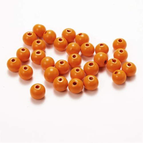 Wambere 100 Stück Durchmesser 12mm Bunte Holzperlen Runde Holzperlen Bastelnperlen zum Auffädeln Verstreute Perlen Hölzerne Perlen mit Loch für DIY Armbänder Halsketten Schmuckherstellung,Orange B von Wambere