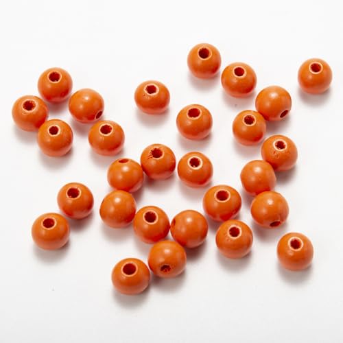 Wambere 100 Stück Durchmesser 12mm Bunte Holzperlen Runde Holzperlen Bastelnperlen zum Auffädeln Verstreute Perlen Hölzerne Perlen mit Loch für DIY Armbänder Halsketten Schmuckherstellung,Orange A von Wambere