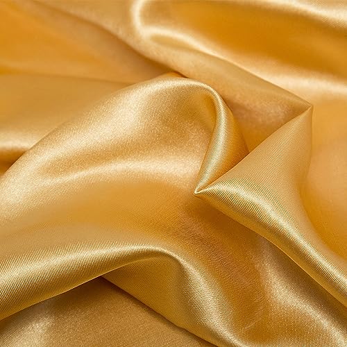 Wambere 100 cm x 150 cm Glanz Satin Stoff Dekostoff Kostümstoff Gardinenstoff Vorhangstoff Hochzeitsstoff Satinstoffe zum Nähen Dekorieren Kleid Rock Abendkleid Hintergrunddekoration,Gold A von Wambere