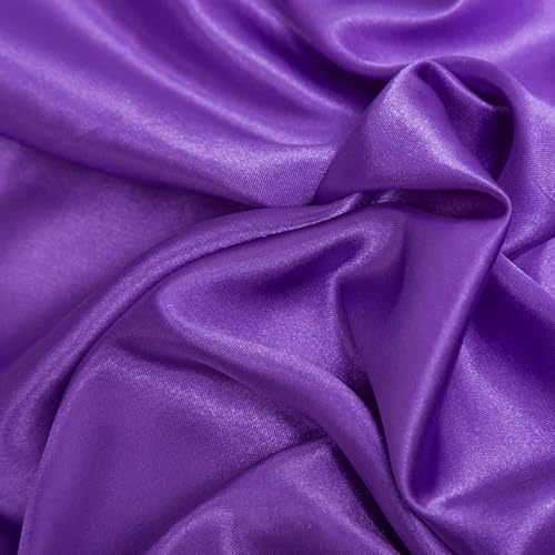 Wambere 100 cm x 150 cm Glanz Satin Stoff Dekostoff Kostümstoff Gardinenstoff Vorhangstoff Hochzeitsstoff Satinstoffe zum Nähen Dekorieren Kleid Rock Abendkleid Hintergrunddekoration,Helles Lila von Wambere