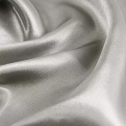 Wambere 100 cm x 150 cm Glanz Satin Stoff Dekostoff Kostümstoff Gardinenstoff Vorhangstoff Hochzeitsstoff Satinstoffe zum Nähen Dekorieren Kleid Rock Abendkleid Hintergrunddekoration,Hellgrau von Wambere