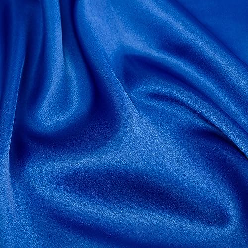 Wambere 100 cm x 150 cm Glanz Satin Stoff Dekostoff Kostümstoff Gardinenstoff Vorhangstoff Hochzeitsstoff Satinstoffe zum Nähen Dekorieren Kleid Rock Abendkleid Hintergrunddekoration,Königsblau von Wambere