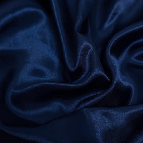 Wambere 100 cm x 150 cm Glanz Satin Stoff Dekostoff Kostümstoff Gardinenstoff Vorhangstoff Hochzeitsstoff Satinstoffe zum Nähen Dekorieren Kleid Rock Abendkleid Hintergrunddekoration,Navy blau von Wambere