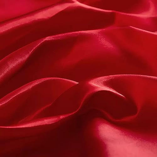 Wambere 100 cm x 150 cm Glanz Satin Stoff Dekostoff Kostümstoff Gardinenstoff Vorhangstoff Hochzeitsstoff Satinstoffe zum Nähen Dekorieren Kleid Rock Abendkleid Hintergrunddekoration,Rot von Wambere