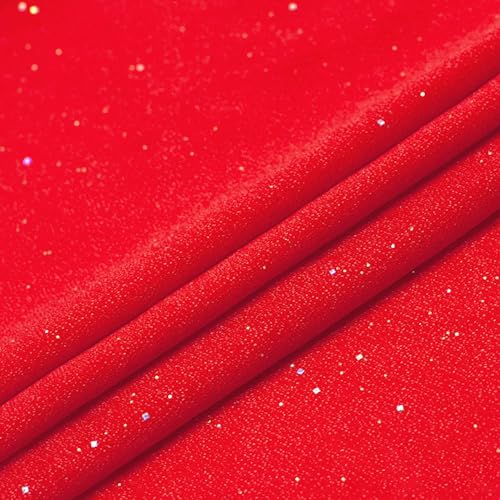 Wambere 100cm x 150cm Tüll Stoff Meterware Glitzer Pailletten Tüllstoff Tüll Dekostoff Tulle Fabric Bastel Tüll für Nähen DIY Kunsthandwerk Kleidung Hochzeit Party Hintergrund Dekorieren,Rot von Wambere