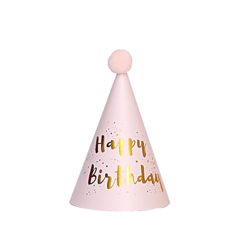 Wambere 12 Stück Partyhüte zum Geburtstag mit Pompons,Partyhüte Party Kegel Hüte,Geburtstag Kegel Hüte Party Supplies Hütchen Geburtstagshut für Kinder Festival Baby Shower,Rosa von Wambere