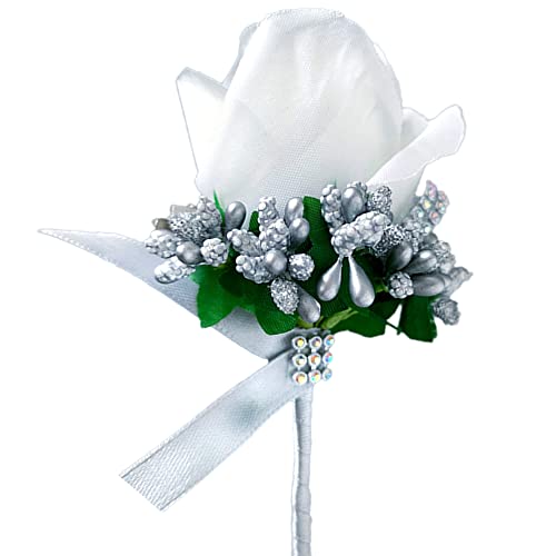 Wambere 2 Stück Hochzeit Boutonniere Blumen,Boutonniere,Hochzeit Zubehör Künstliche RosenAnsteckblume Bräutigam Hochzeitsanstecker mit Clip für Braut Brautjungfer Gäste Herren Damen Party,Grau von Wambere