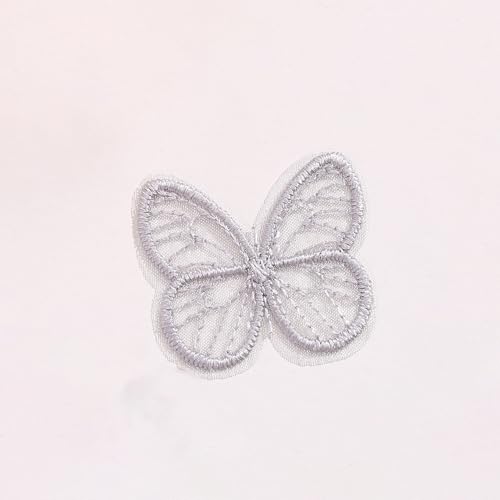 Wambere 20 Stickerei Nähen Spitze Applikationen Stickerei Schmetterling Patch,Schmetterling Stickpatches Organza Lace Appliques für Reparieren Dekorieren von Kleider Nähen Handwerk,Grau von Wambere