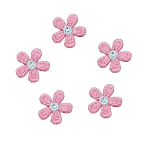 Wambere 20 Stück 2cm Blumen Aufnäher,Gestickter Blumenaufnäher,Aufnäher Blume Stickerei Applikation Patches Stickerei Flicken Aufnäher Patches für DIY Kunsthandwerk Kleidungsdekoration,Rosa von Wambere