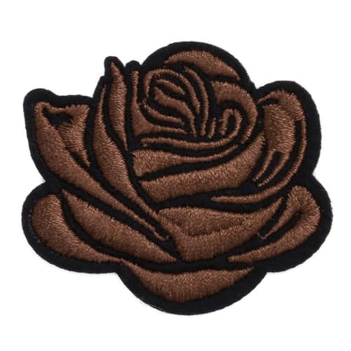 Wambere 20 Stück 4.7 x 4.2 cm Patches zum Aufbügeln,Rose Bestickte Aufnäher,Flicken zum Aufbügeln,Patches zum Aufbügeln Blume,Bügel Patche,für DIY,T-Shirt,Jeans,Reparieren Sie das Loch,Braun von Wambere