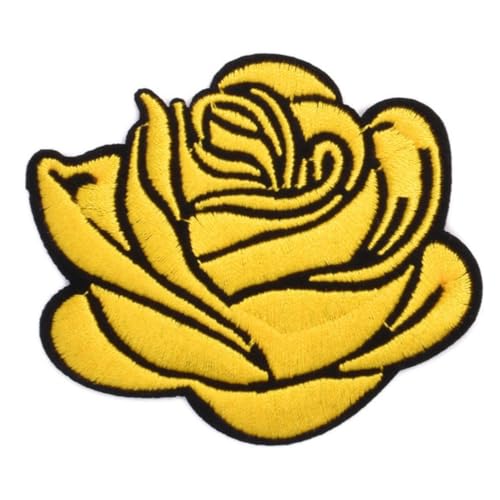 Wambere 20 Stück 7.4 x 6.4 cm Patches zum Aufbügeln,Rose Bestickte Aufnäher,Flicken zum Aufbügeln,Patches zum Aufbügeln Blume,Bügel Patche,für T-Shirt,Jeans,Reparieren Sie das Loch,Gelb von Wambere