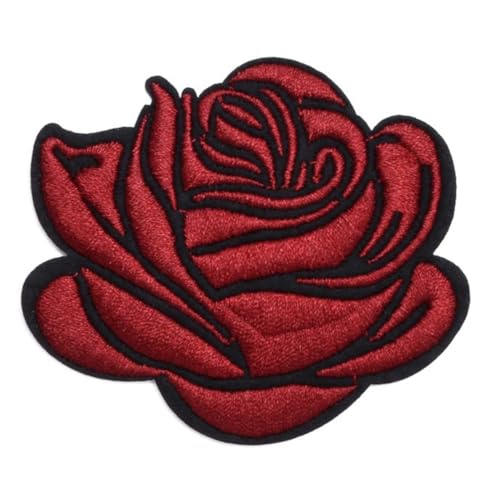 Wambere 20 Stück 7.4 x 6.4 cm Patches zum Aufbügeln,Rose Bestickte Aufnäher,Flicken zum Aufbügeln,Patches zum Aufbügeln Blume,Bügel Patche,für T-Shirt,Jeans,Reparieren Sie das Loch,Tiefrot von Wambere