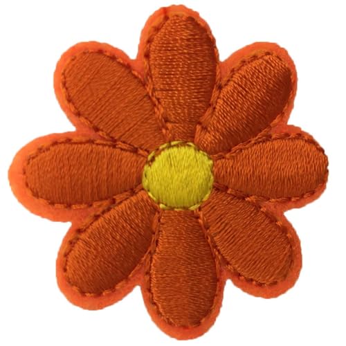 Wambere 20 Stück Blumen Applikationen Patches Zum Aufbügeln Blume Flicken Zum Aufbügeln Gestickte Bügelflicken Aufnäher Zum Aufbügeln Patches für DIY Kunsthandwerk Kleidungsdekoration,Orange von Wambere