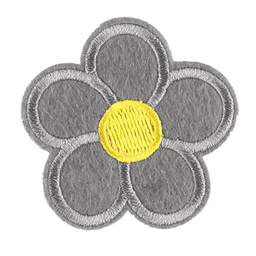 Wambere 24 Stück Patches Zum Aufbügeln Blume Flicken Zum Aufbügeln Gestickte Bügelflicken Aufnäher Zum Aufbügeln Patches für DIY Kunsthandwerk Hut Jacken Jeans T-Shirt Kleidungsdekoration,Grau von Wambere