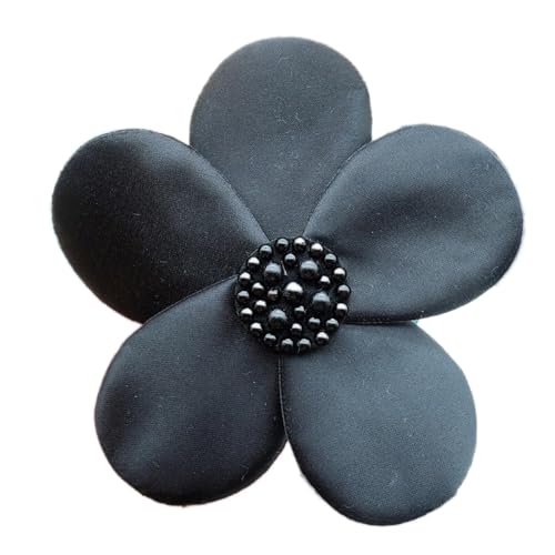 Wambere 3 Stück 11cm Blumen Stoffaufnäher Applikationen Patches Aufnäheraufkleber Aufnäher Applikation Applique Flicken Patches Stoffaufkleber für DIY Kunsthandwerk Kleidungsdekoration,Schwarz von Wambere