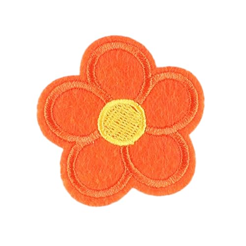 Wambere 48 Stück Patches Zum Aufbügeln Blume Flicken Zum Aufbügeln Gestickte Bügelflicken Aufnäher Zum Aufbügeln Patches für DIY Kunsthandwerk Hut Jacken Jeans T-Shirt Kleidungsdekoration,Orange von Wambere