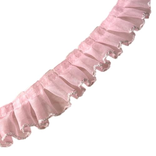 Wambere 5 Yards 4.5 cm Spitzenband, Gerafftes Rüschen Spitzenborte Spitzenstoff Organza Spitzen Borte Pleated Tulle Lace Fabric Rüschen Spitzenborte Zum Hochzeit Nähen Geschenkverpackungen,Rosa von Wambere