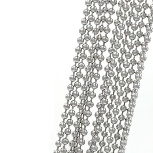 Wambere 5 m Edelstahl Kugelkett Durchmesser 1.5mm Perlen Kette mit 20 Kugelketten Verbinder,Bead Chain Kugelketten für DIY Kunsthandwerk Schmuckherstellung Halsketten Armbänder Schlüsselanhänger, von Wambere