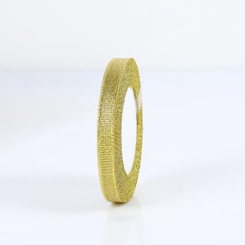 Wambere Satinband 10mm, 22 Meters Dekoration Geschenkband breit Schleifenband Taufe und Geburtstag Geschenke Zum Geschenkverpackung Geburtstag Und Hochzeitsdekoration,Gold von Wambere