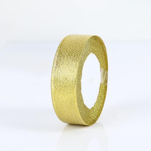 Wambere Satinband 25mm, 22 Meters Dekoration Geschenkband breit Schleifenband Taufe und Geburtstag Geschenke Zum Geschenkverpackung Geburtstag Und Hochzeitsdekoration,Gold von Wambere