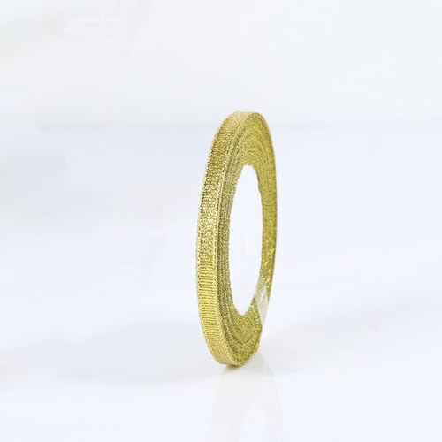 Wambere Satinband 6mm, 22 Meters Dekoration Geschenkband breit Schleifenband Taufe und Geburtstag Geschenke Zum Geschenkverpackung Geburtstag Und Hochzeitsdekoration,Gold von Wambere