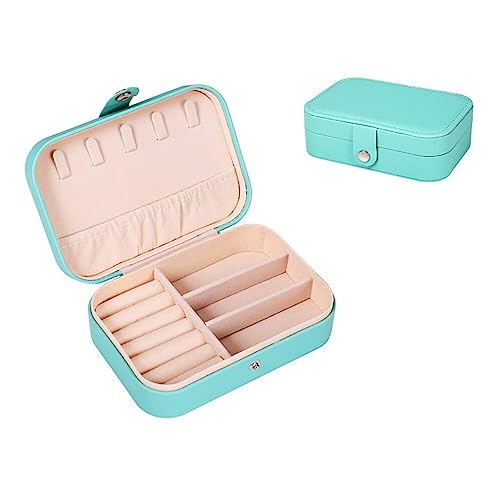 Wambere Schmuckkasten,Schmuckkästchen Klein Reise für Damen Mädchen, Schmuckschatulle Schmuck-Organizer Schmuckbox Jewelry Box Schmuckaufbewahrung für Ringe, Ohrringe, Halskette,einschichtig Blau A von Wambere