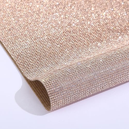 Wambere Selbstklebende Kristall Strass Aufkleber Strasssteine Edelstein Glitzersteine Runde Schmuckstein Selbstklebend Aufkleber Für DIY Autodekoration Geschenkdekoration,Champagnerrosa,SS6（24×20cm） von Wambere