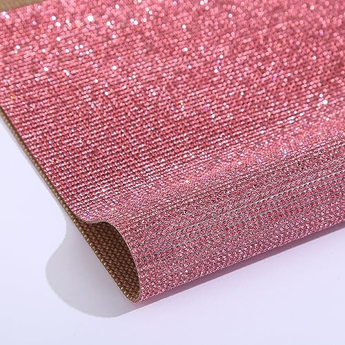 Wambere Selbstklebende Kristall Strass Aufkleber Strasssteine Edelstein Glitzersteine Runde Schmuckstein Selbstklebend Aufkleber Für DIY Autodekoration Geschenkdekoration,Dunkelrosa,SS8（12×20cm） von Wambere