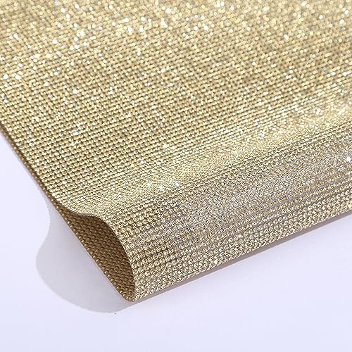 Wambere Selbstklebende Kristall Strass Aufkleber Strasssteine Edelstein Glitzersteine Runde Schmuckstein Selbstklebend Aufkleber Für DIY Autodekoration Geschenkdekoration,Gold,SS6（24×20cm） von Wambere