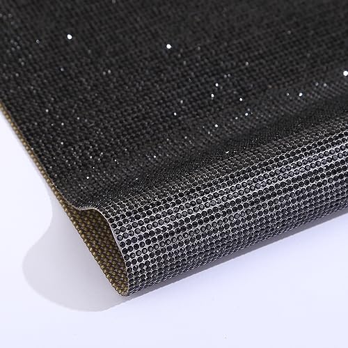 Wambere Selbstklebende Kristall Strass Aufkleber Strasssteine Edelstein Glitzersteine Runde Schmuckstein Selbstklebend Aufkleber Für DIY Autodekoration Geschenkdekoration,Schwarz,SS6（12×20cm） von Wambere