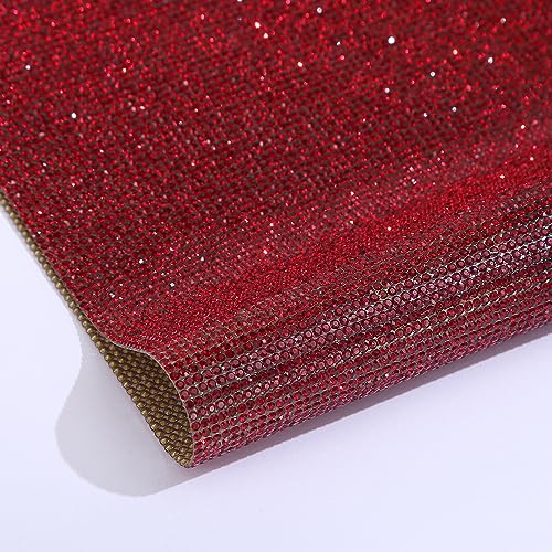 Wambere Selbstklebende Kristall Strass Aufkleber Strasssteine Edelstein Glitzersteine Runde Schmuckstein Selbstklebend Aufkleber Für DIY Autodekoration Geschenkdekoration,Weinrot,SS6（24×20cm） von Wambere