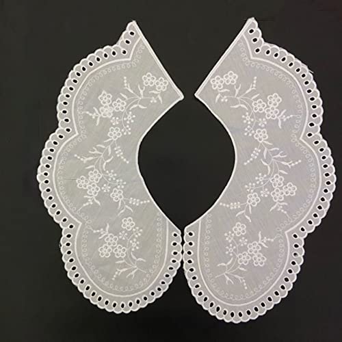 Wambere Spitze Kragen Stickerei Ausschnitt Spitzenkragen Einsatzkragen Kragen Verzieren Spitze Applique Patch Lace Trim für Kleid DIY Handarbeit,abnehmbare Spitze, Chiffon, falscher Kragen,Weiß H von Wambere