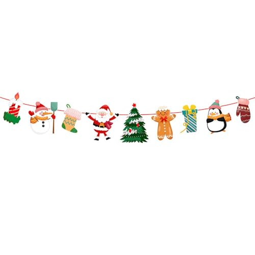 Weihnachten Girlande Wimpelkette Weihnachtskranz Partydekoration Weihnachtsbanner Wimpelkette Wimpel Banner Christmasdecoration Weihnachtsdekoration Hängende Ornamente Kamin Dekoration,H von Wambere