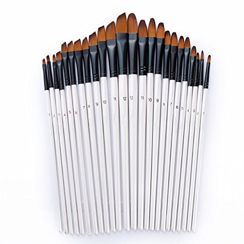 WanBeauty 12Pcs Pinsel Set Aquarell Ölgemälde Stift Holzgriff Künstler Malpinsel Set Acryl Bastelwerkzeug Körper Gesicht Malerei Kits Geschenk Für Künstler, Erwachsene Kinder 1# von WanBeauty