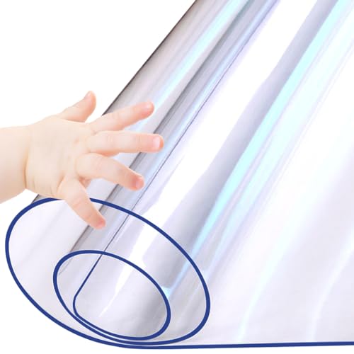 Verbesserte transparente PVC-Tischabdeckung, Schreibunterlage für Büro, Computer, Schreibtisch, Beistelltisch, 1,5 mm dick, 106,7 x 137,7 cm, rechteckig, PVC von WanDeela