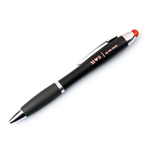 Wanapix | Kugelschreiber mit Name | mit Licht und Gravur | 2 Seiten | blauer Tinte | LED-Pointer-Kugelschreibe | inclusiv Knopfzellenbatterie | Licht - Rot von Wanapix