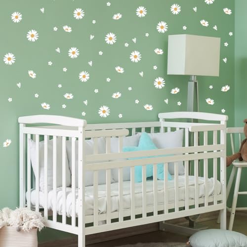 WandSticker4U®- 114x Wandtattoo GÄNSEBLÜMCHEN & HERZCHEN I Wandsticker Kinderzimmer Babyzimmer Mädchenzimmern Deko I Fahrrad Möbel Sticker Frühling Sommer Blumen Aufkleber von WandSticker4U