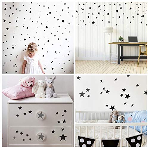 WandSticker4U®- 60x Wandtattoo STERNE in Schwarz I Wandsticker Kinderzimmer Sterne Aufkleber Kinder I Wand Deko Sternenhimmel Schwarz/Silber/Gold für Wände und Möbel (A. Sterne: Schwarz) von WandSticker4U